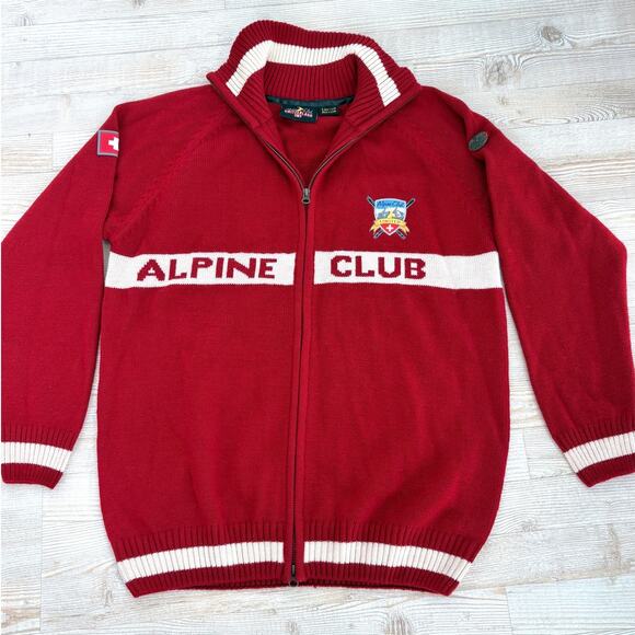Alpine Swiss Club Switzerland Merino Wool Zip‎ Front Sweater | Red XL - Picture 1 of 10